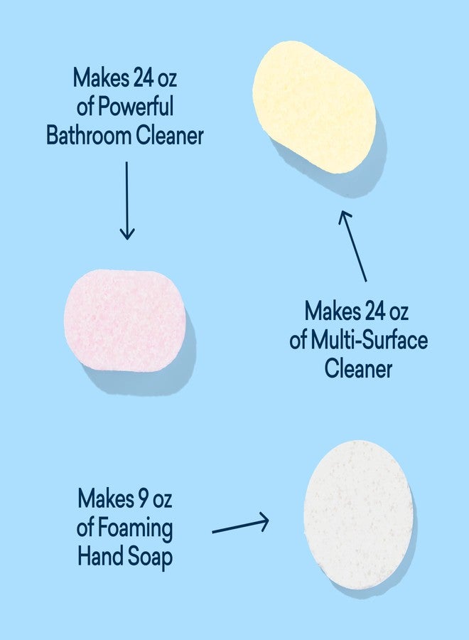 BLUELAND Clean Home Kit, 3 Reusable Bottles with 3 Tablets, Makes 1 Bottle Each of Foaming Hand Soap, Multi-surface Cleaner, Bathroom Cleaner - Image 2